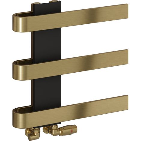 Reina Panaro Designer Heated Towel Rail 500mm H x 500mm W - Brushed Brass (1/3)