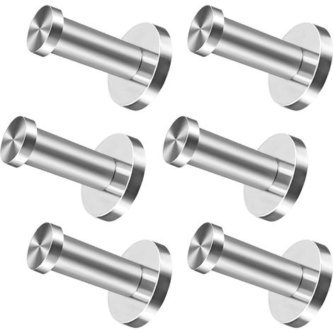 6 Crochets Mural Inox 70 mm – Serviette, Manteau, Nickel (1/5)