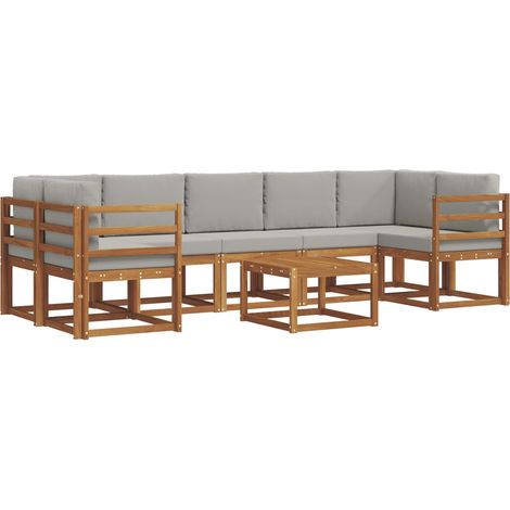Conjunto de sofás de exterior 8 uds. Gris Natural y Claro vidaXL (1/5)