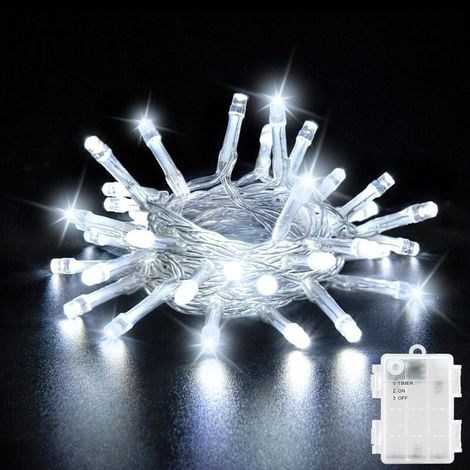 Guirlande Lumineuse, 3M 20 LED Blanc Froid Guirlande Lumières Chambre avec, IP65 Guirlande Lumières Pile pour les Décorations de Noël d'intérieur et d'extérieur. [Classe énergétique G] (1/4)