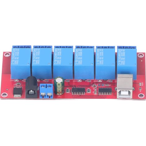 Module USB 6 relais 24V, modes réglables, pilotage HID, carte relais sans driver pour maison et ferme (1/5)