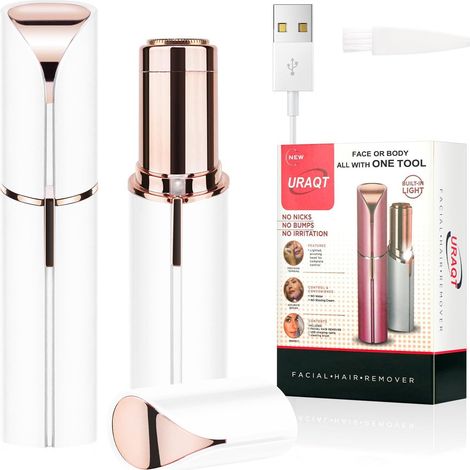 Epilateur Visage, Femme Stylo Rasoir Electrique, Tondeuse Femme Sourcil sans Fil Rechargeable pour Lèvres Bikini Bras avec LED, Blanc (1/5)