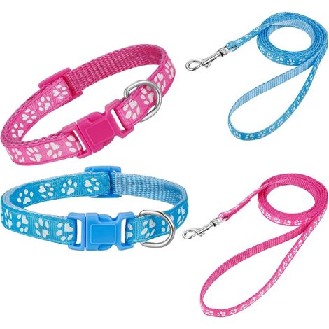 Colliers pour chiots avec laisse set, collier chien réglable en nylon doux pour petits et moyens chiens (1/5)