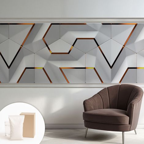 Tapete Dekorative Vliestapete mit Klebe für Wand - Mustertapete - moderne Einrichtung - für Büro Dreidimensionale Muster 250x104 cm (1/5)