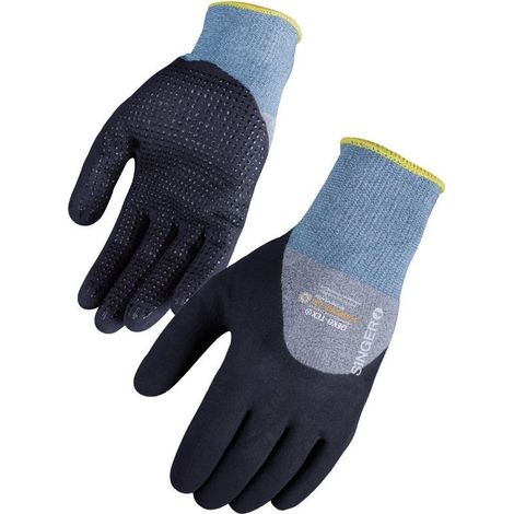 10 paires gants nitrile enduit 3/4 SINGER SAFETY NYMFIT01 - Noir - 9 (L)