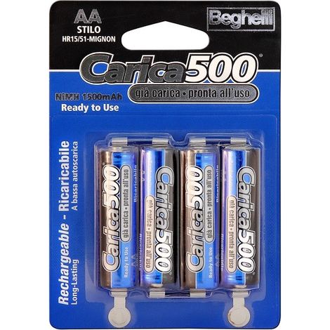Batterie ricaricabili ricarica ricaricabile beghelli aa stilo 1500 mah 1,2v 4 pz