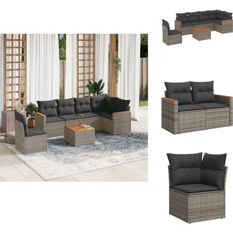 Salon de jardin avec coussins 7 pcs gris résine tressée - Ensemble Salon De Jardin - Mobilier De Jardin - Canapé Extérieur - Set De Jardin - Chaise Lounge (1/5)