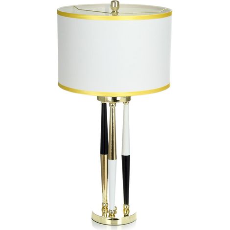 Lampada da tavolo e terra Paralla in metallo oro e bianco (1/3)
