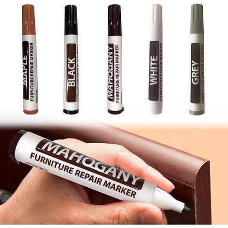 5-Piece Wood Repair Kit, Wood Touch Up Felt, Wood Repair Wax Accessory, Repair for Wood Scratches, Furniture Touch Up Pen, Furniture Repair Kit (1/5)