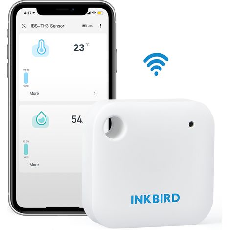 Thermomètre Hygromètre Intérieur INKBIRD IBS-TH3 WIFI Moniteur 2 en 1 Enregistreur Température Humidité Alarme Contrôle APP Auto