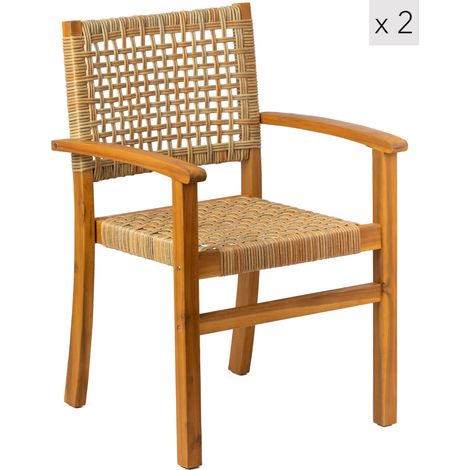 Nordlys - Lot de 2 Chaises de Jardin en Acacia Massif et Corde (1/5)