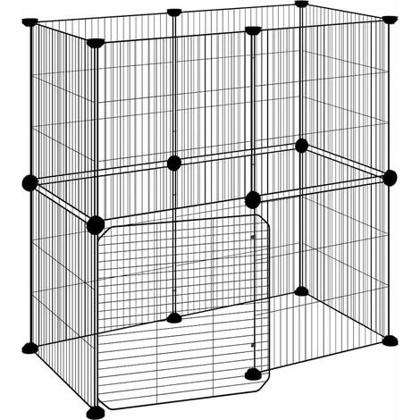 Maison Exclusive - Gabbia per Animali 12 Pannelli con Porta Nero 70x35x70 cm Acciaio (1/5)