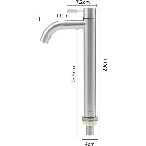 Mitigeur de salle de bain à bec haut et finition brossée, robinet d'eau froide en acier inoxydable, levier unique avec tuyau flexible, adapté aux éviers et lavabos. (1/5)