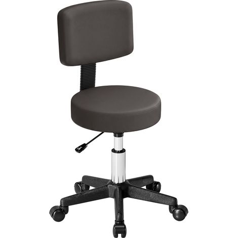 Tabouret massage a roulettes reglable en hauteur pivotant avec dossier ergonomique gris (1/5)