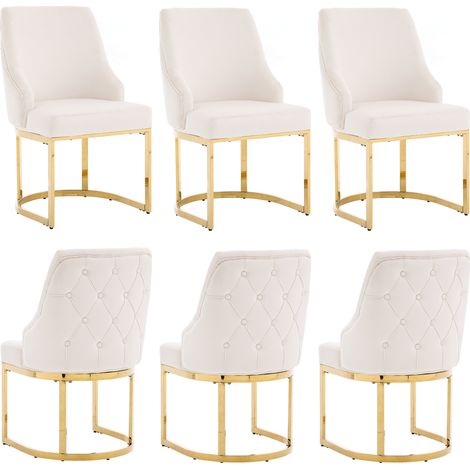sillas comedor de terciopelo beige pack 4 OKMYHOME (1/2)