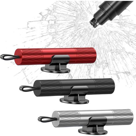 Martillo de seguridad para coche con cortador de cinturón de seguridad incorporado, martillo de seguridad 2 en 1 (3 piezas), rompecristales con resorte para uso subacuático y terrestre (coche/autobús)