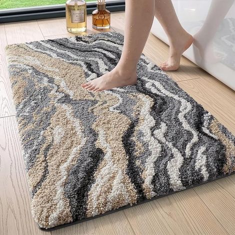 Non-Slip Absorbent Bathroom Rug 60 x 110 cm Grey Beige (1/5)