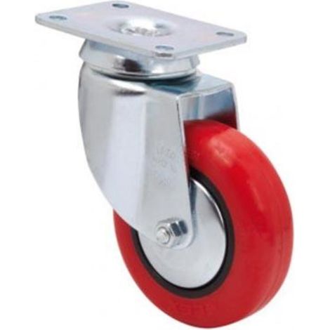 rueda giratora placa 10bh60cp-ppia poliamix-poliur.rojo eje liso (1/5)