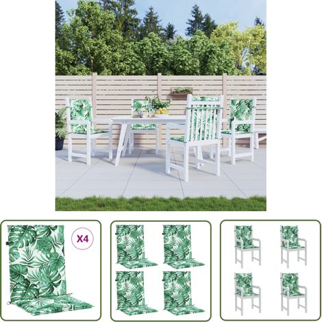 The Living Store Coussins de chaise à dossier bas lot de 4 modèle de feuille - Coussin De Chaise - Coussin Exterieur - Coussin Vert - Coussin Confortable - Coussin Design (1/5)