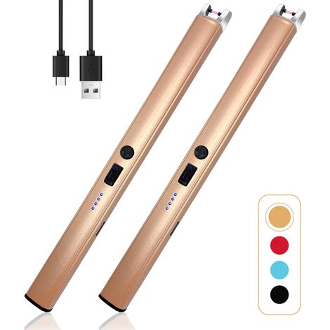 Allume-Cierge Électrique Sans Flamme - Technologie Arc Plasma Rechargeable USB - Résistant au Vent - Affichage LED de Puissance - Sécurité Enfants - 2 Pièces (1/5)