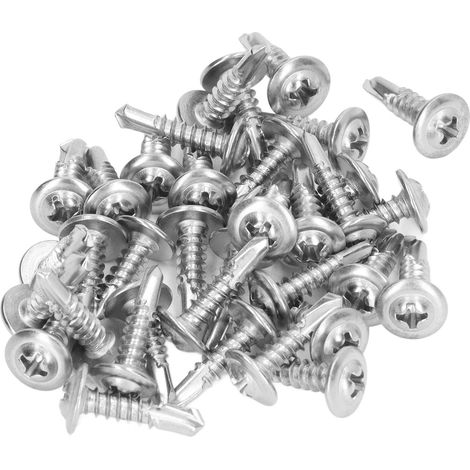 Vis autotaraudeuses en acier inoxydable 410, vis à tête ronde à dégagement rapide, adaptées à l'industrie mécanique, 4,8 x 19 mm, 100 pièces. (1/5)