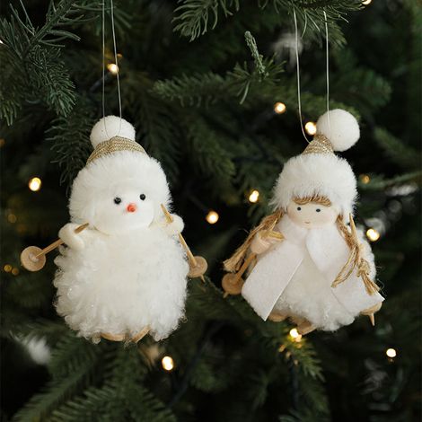 2 decorazioni soffici a forma di bambola bianca - Bambola - Decorazioni per l'albero di Natale - Decorazioni carine - Decorazioni natalizie - Decorazioni