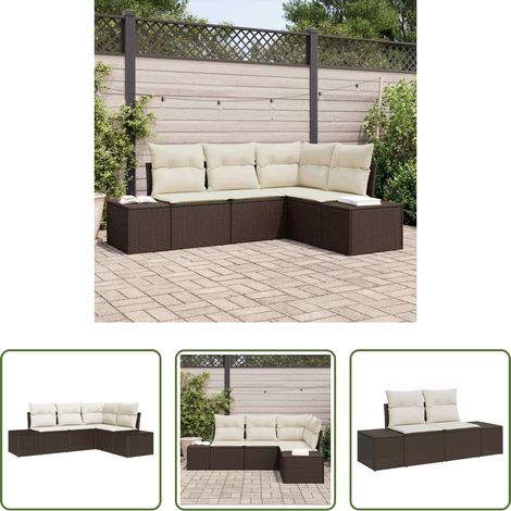 vidaXL Poly-Rattan - Gartensofa-set 4 pcs Braun Poly-Rattan (1/5)