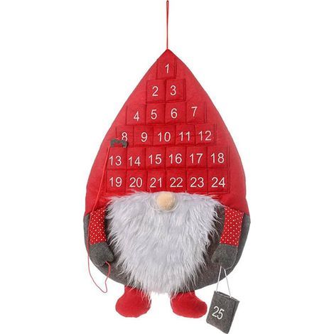 Calendrier De Lavent En Tissu - Père Noël Bonhomme De Neige Renne - Pour Décoration Intérieure Extérieure - 24 Cases - 1 Pièce (1/5)