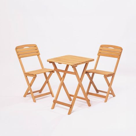 Juego de mesa con 2 sillas plegables de madera Kedra 50