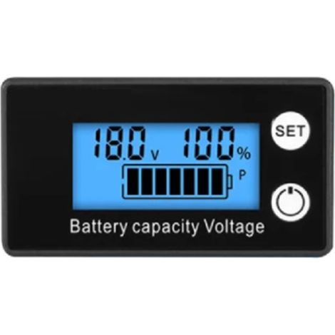 Monitor LCD multifunzione, display digitale della capacità della batteria, voltmetro, schermo blu e bianco, DC 8V-100V. (1/5)