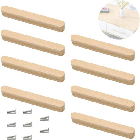 Lntyq 8 Pcs Poignée de Meuble en Bois - Boutons de Portes pour Placards, Armoires, Tiroirs, Salles de Bain, Bureaux, Cuisines, Meubles (1/5)