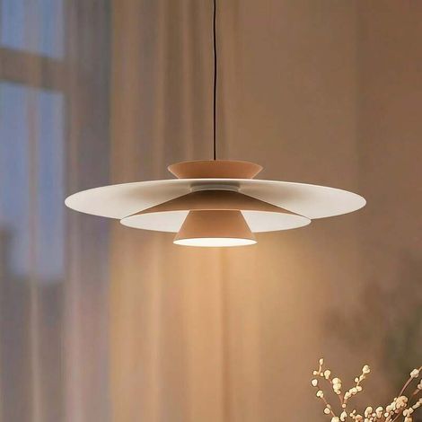 [NEUWERTIG] B-Ware Lucande Pendelleuchte Hängeleuchte LED Livie Aluminium beige weiß matt 50 cm (1/2)