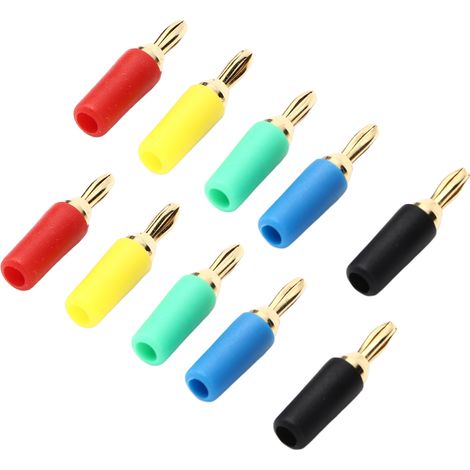 Lot de connecteurs banane 2,5 mm en laiton plaqué or soudés, adaptés aux câbles d'enceintes (1/5)