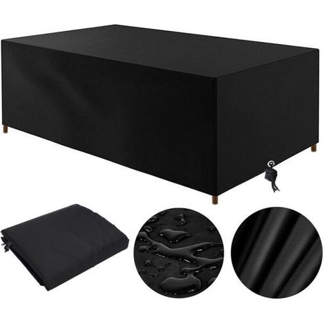 Housse Table De Jardin - Tissu Oxford 210D - Imperméable Anti-UV Résistant Au Vent - Pour Table Rectangulaire 210x110x70cm - Noir (1/5)