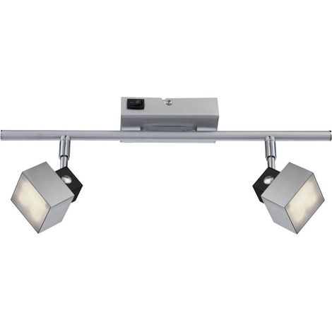 LED Wandleuchte 2 Strahler Spotleuchte schwenkbar Deckenlampe Chrom, 2x 5W 350Lm warmweiß, LxBxH 40x6x17 cm
