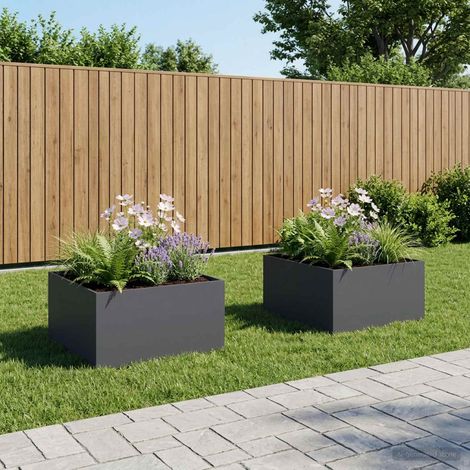 vidaXL Macetero de Jardín 2 uds. Gris antracita 100 x 100 x 40 cm (1/5)