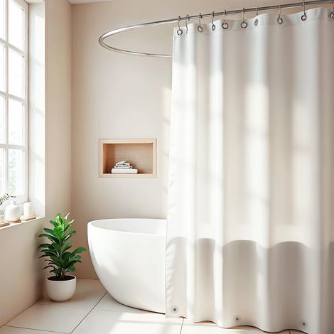 Rideau de Douche 180x180 cm - Lavable - PEVA - Oeillets Inox - 3 Aimants (1/5)