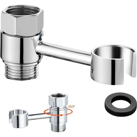 20 mm Duschkopfhalter, Handbrausehalter, ohne Bohren, Brausehalter mit 360-Grad-Duschhalterung, Duschkopfhalter für Dusche, Badezimmer, poliertes Chrommessing