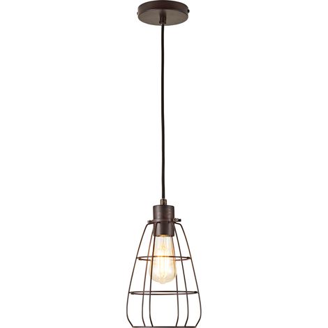 Litecraft Drax Ceiling Pendant 1 Light With Industrial Cage Shade - Bronze (1/5)