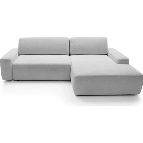 IVY - Canapé d'angle convertible tissu chiné 4 places - Gris clair - Gauche
