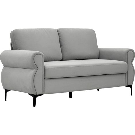 Sofá compacto de 2 plazas gris claro con estructura de metal y madera, 173,5 cm (1/5)
