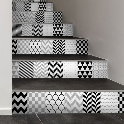 Stickers adhésifs escalier carrelages contremarche - VALDEMAR - 2 bandes de 15x105cm (1/3)