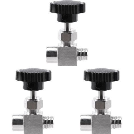 3X Vanne à Pointeau RéGlable 1/4 Pouce Filetage Mâle à en Acier Inoxydable 304 ContrôLe de DéBit ArrêT de la Vanne à Aiguille de Grue (1/5)