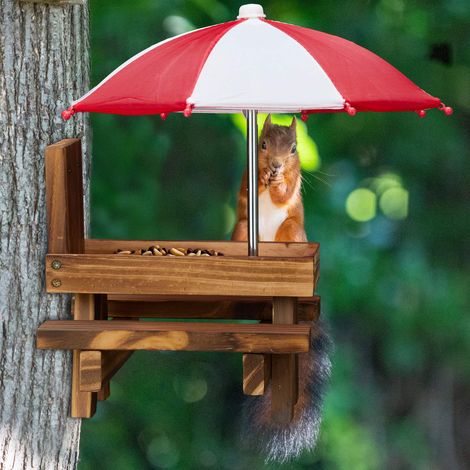 Eichhornchen picknicktisch futterspender mit 2 schirmen