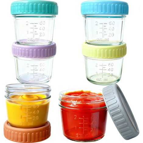 Potjes De Vidrio - 60 Ml - Hermeticos Con Anillo De Goma - Aptos Para Microondas Y Lavavajillas - Set De 6 (1/5)