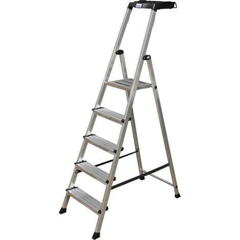 Krause Secury Alu Stehleiter 4 - 6 Stufen Stufenleiter Multi-Grip System Leiter (1/5)