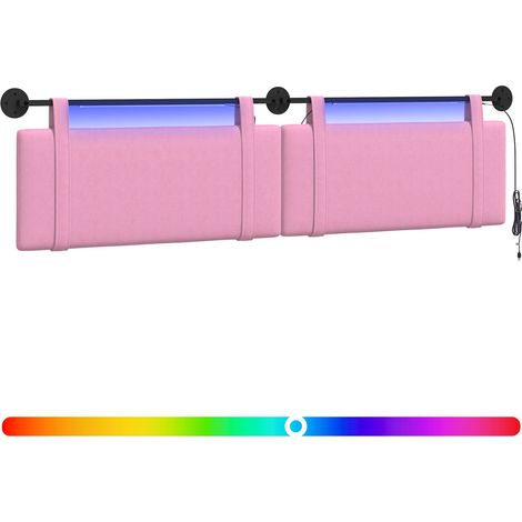 Hängendes Kopfteil Mit LED Licht Rosa Stoff vidaXL