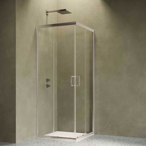 Siro - Box doccia ad angolo 80x70 cm con 2 ante scorrevoli