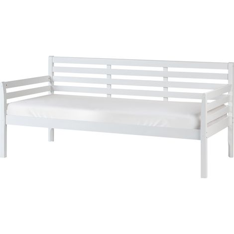 Sofá cama individual 90 x 200 cm con somier de láminas madera de caucho blanco Theza