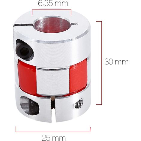 Accouplement flexible à arbre en prune 6,35 mm x 12 mm pour encodeur de moteur pas à pas CNC (1/5)